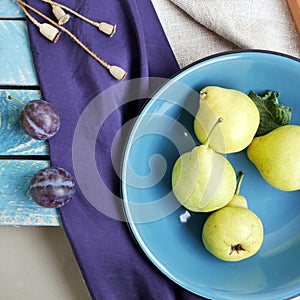 Seasonal decorative composition, autumn, top view