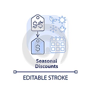 Seasonal discount light blue concept icon