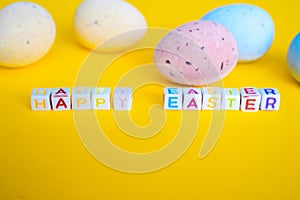 Seasonal Easter message `Happy easter`.