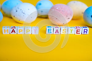 Seasonal Easter message `Happy easter`.