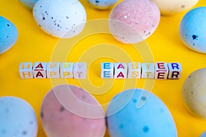 Seasonal Easter message `Happy easter`.