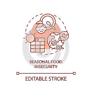 Seasonal food insecurity red concept icon