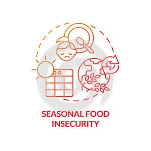 Seasonal food insecurity red gradient concept icon