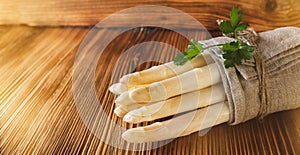 Seasonal fresh white asparagus