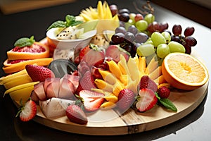 seasonal fruit platter, with fresh and natural ingredients for an eye-catching presentation