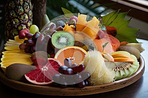 seasonal fruit platter, with fresh and natural ingredients for an eye-catching presentation