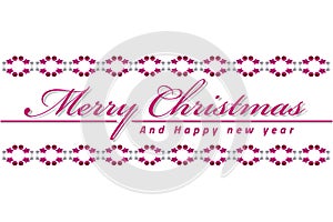 Seasonal greeting merry Christmas and happy new year text with border isolated white background