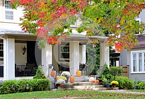 Seasonal house outdoor decoration. photo