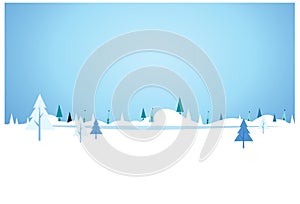 A seasonal illustration of a winter scenery with snow and trees