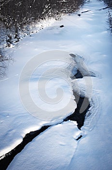 Snowy and frozen river