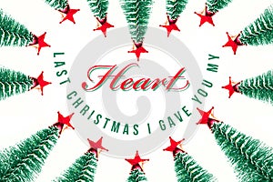 Seasonal and love greeting, Last Christmas i gave you my heart text on white background