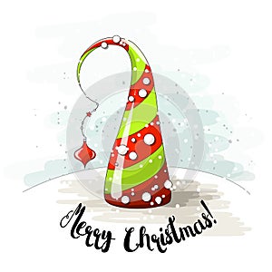 Seasonal motive, abstract christmas tree with pearls and text Let it snow, vector illustration