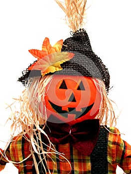 Seasonal: Pumpkin Headed Scarecrow on White