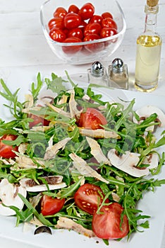 Seasonal salad on the old table