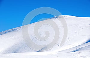 Seasonal snowy mountain peaks