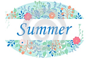 Seasonal summer decoration, frame in vector design