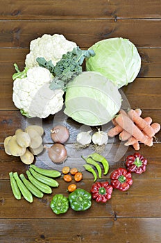 Seasonal vegetables on table