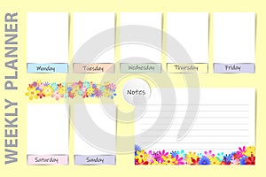 Seasonal weekly planner with summer flowers design photo