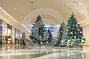 Seasonally decorated shopping mall photo