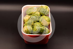 Seasoned Brussel Sprouts on a Black Background