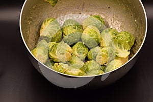 Seasoned Brussel Sprouts on a Black Background