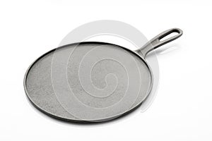 Seasoned Cast Iron Pan on White Background