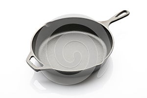 Seasoned Cast Iron Skillet on White Background