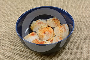 Seasoned fresh raw sea scallops