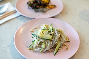 Seasoned mung bean sprouts and cucumber, Korean food