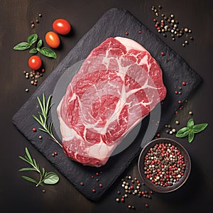 Seasoned perfection Fresh raw striploin steak with salt and herbs