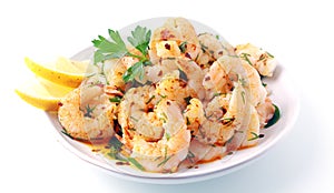 Seasoned savory pink prawns