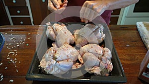 Seasoning stuffed cornish game hens