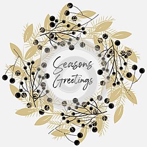 Seasons Greatings wreath vector pattern on a light background