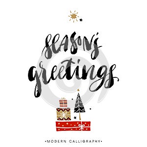 Seasons greetings. Christmas calligraphy.