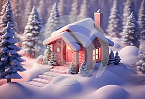 seasons greetings country cabin cold winter christmas eve night holidays isolated freezing snowfall warm cozy holiday greeting