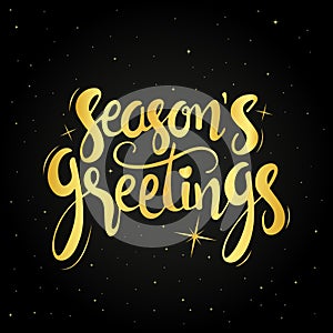 Seasons greetings golden handwritten lettering