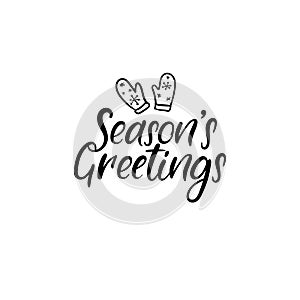 Seasons Greetings Hand Lettering Greeting Card. Vector. Modern Calligraphy.