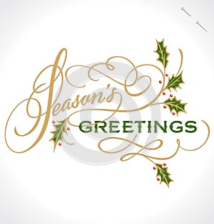 SEASONS GREETINGS hand lettering (vector) photo