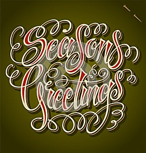 SEASONS GREETINGS hand lettering (vector)
