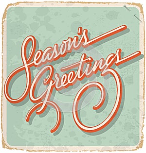 SEASONS GREETINGS vintage card (vector)