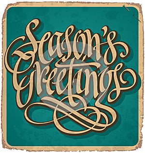 SEASONS GREETINGS vintage card (vector)