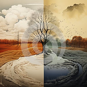 Seasons Wallpapers: Symbolic Figurative Landscapes By Karim Taha