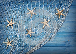 Seastars on the fishing net