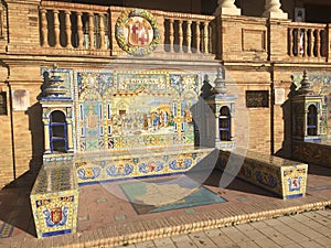 Architecture detail in Plaza de Espana in Seville photo