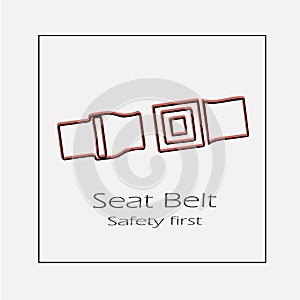 Seat belt vector icon eps 10. Simple isolated safety first symbol outline illustration
