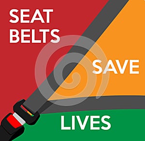 Seat belts save lives. Vector illustration.