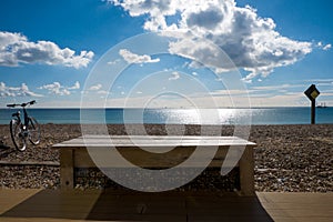 Seat, bench, beach, bycicle