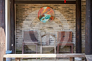 Seat furniture in the interior of ancient Chinese buildings