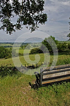 Seat and lansdscape on the Tissington trail, Peak district