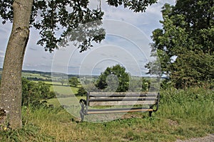 Seat and lansdscape on the Tissington trail, Peak district